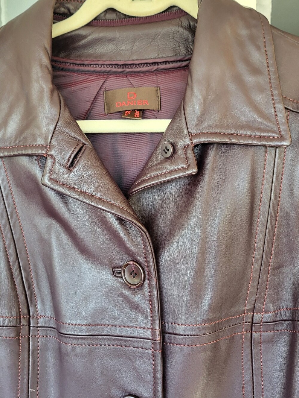 Vintage 90s Danier Insulated Soft Lambskin Leather Jacket Coat, Size Large
